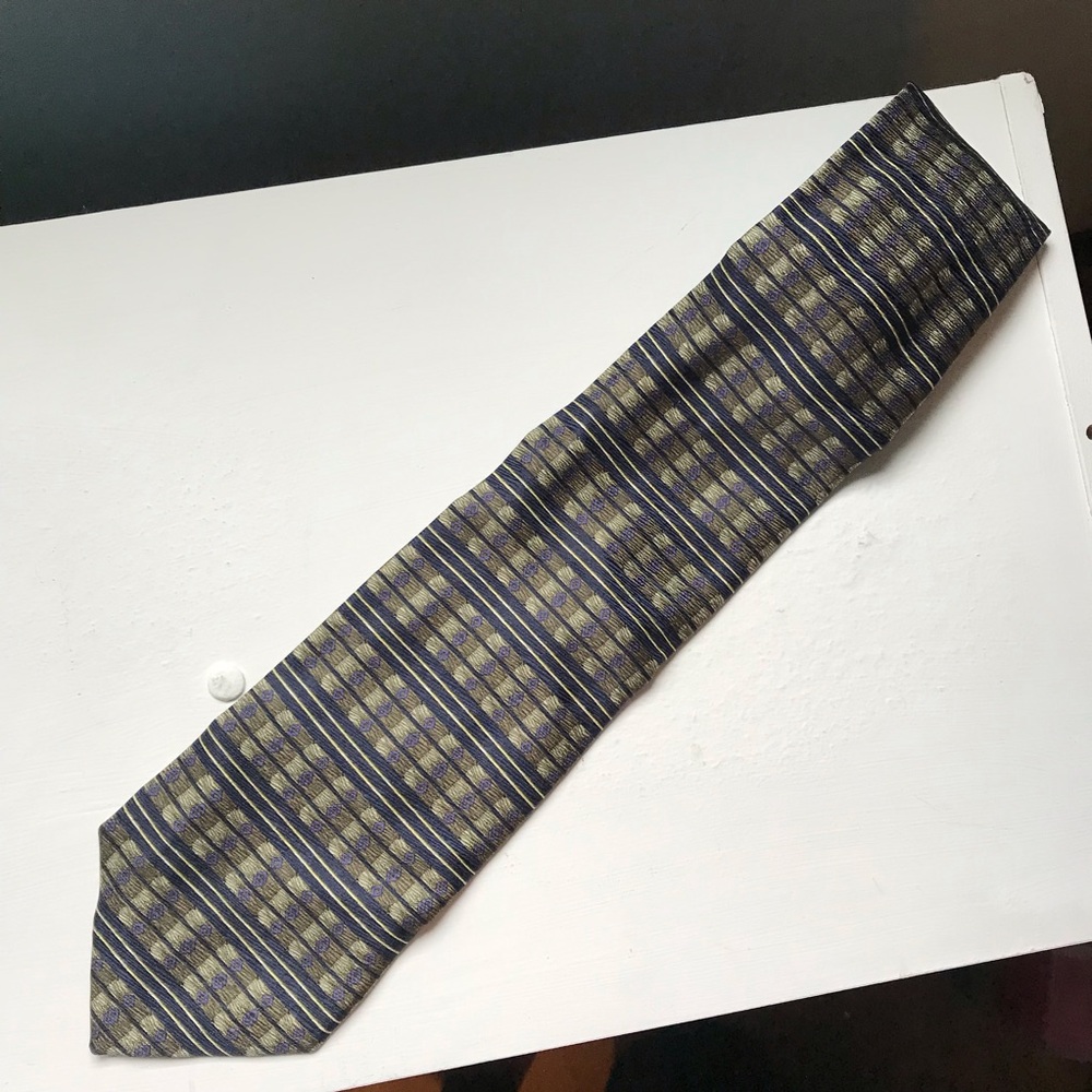 Vintage Bachrach Tie Geometric 100% Silk Necktie 58 Inches Long Retro Multicolor